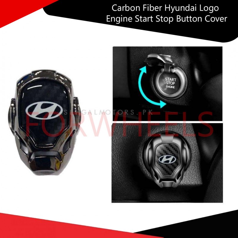Carbon Fiber Hyundai Logo Engine Start Stop Button Cover