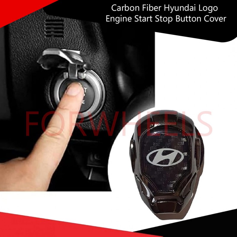 Carbon Fiber Hyundai Logo Engine Start Stop Button Cover