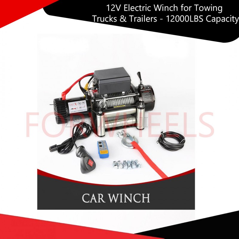High Performance 12V Electric Winch for Towing Trucks & Trailers - 12000LBS Capacity