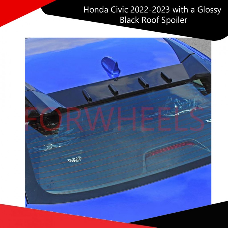 Honda Civic 2022-2023 with a Glossy Black Roof Spoiler