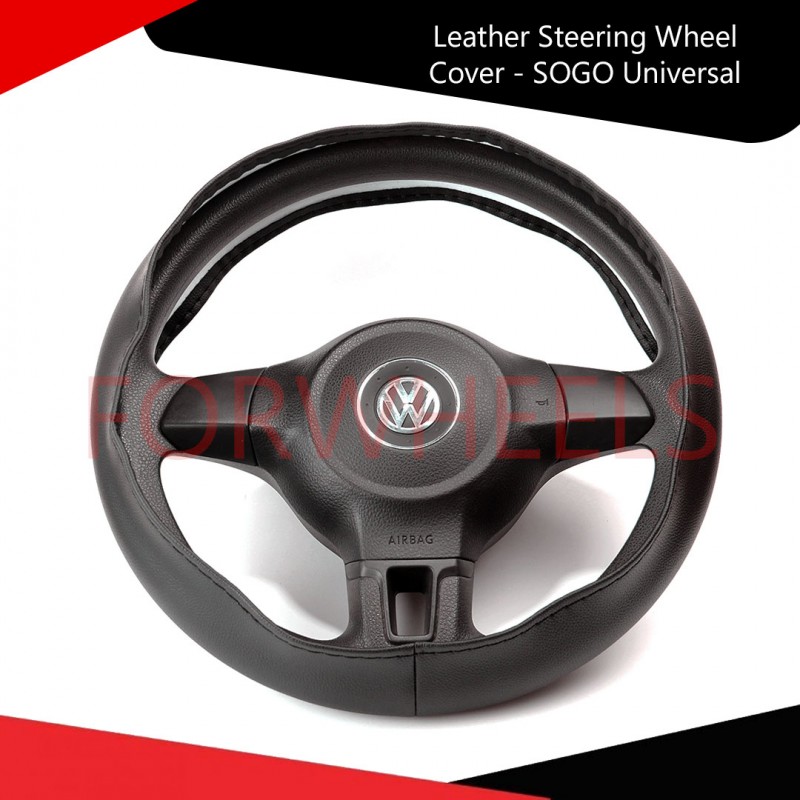 Premium Beige Hand-Stitched Leather Steering Wheel Cover - Specially Crafted Universal Model 3636
