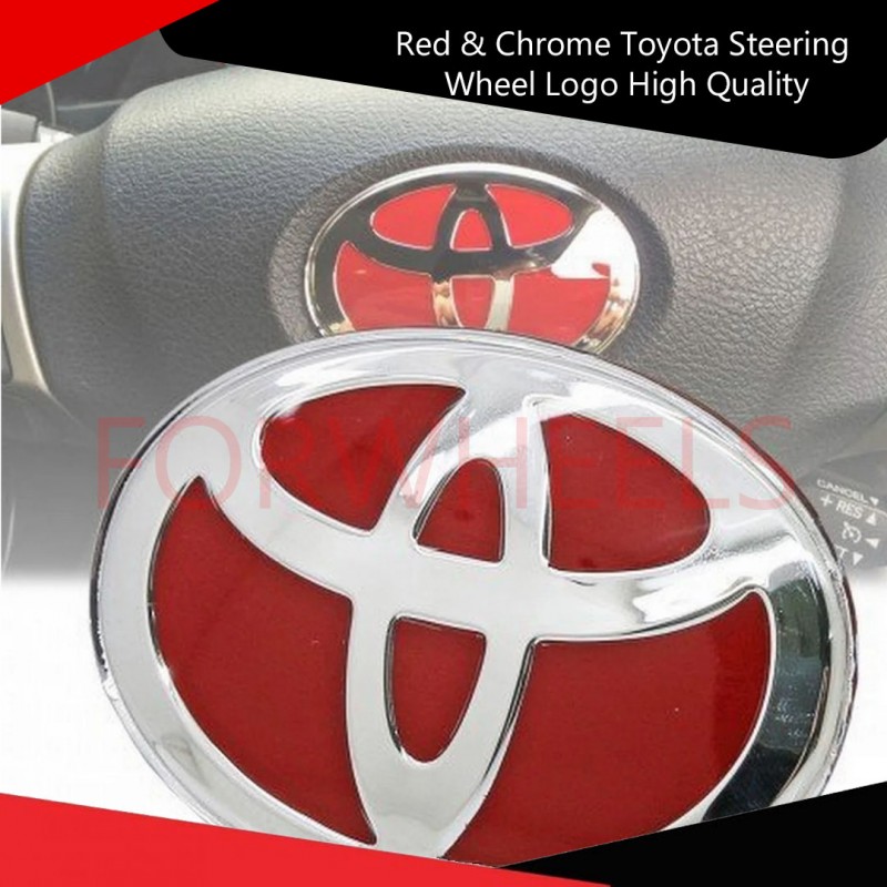 Red & Chrome Toyota Steering Wheel Logo High Quality Car Accessory
