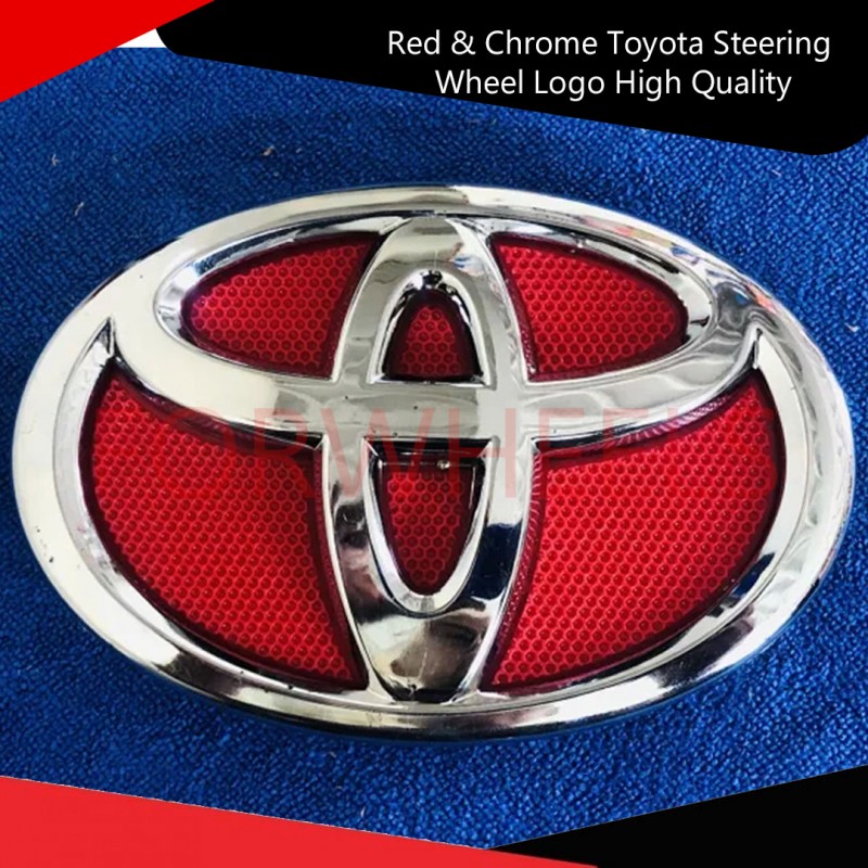Red & Chrome Toyota Steering Wheel Logo High Quality Car Accessory