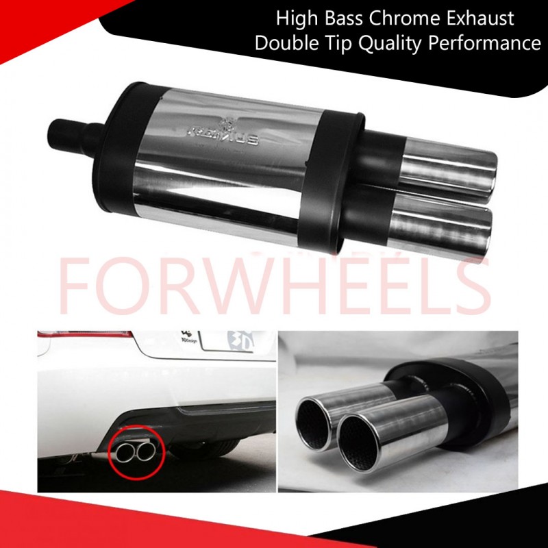 High Bass Chrome Exhaust Double Tip Quality Performance Upgrade
