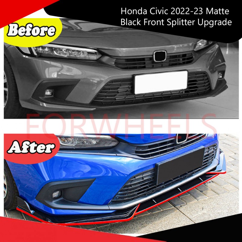 Honda Civic 2022-23 Matte Black Front Splitter Upgrade