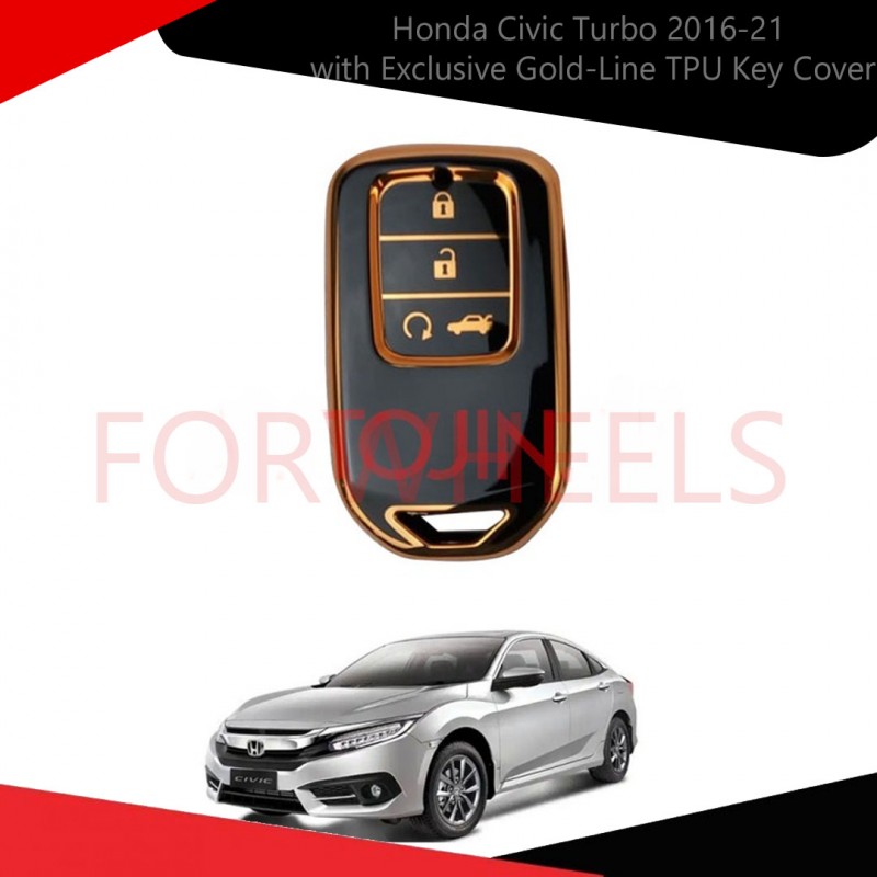 Honda Civic Turbo 2016-21 with Exclusive Gold-Line TPU Key Cover