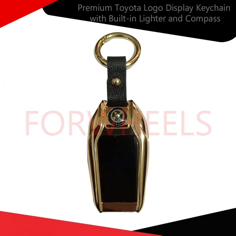 Premium Toyota Logo Display Keychain with Built-in Lighter and Compass