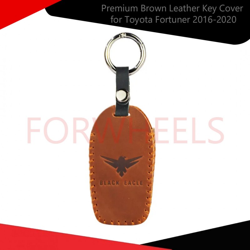 Premium Brown Leather Key Cover for Toyota Fortuner 2016-2020