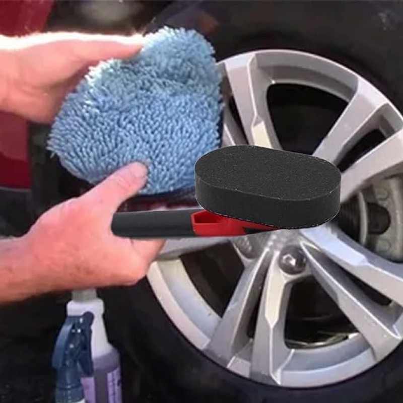 High-Performance Car Tire Sponge Brush with Replaceable Foam Pads for Efficient Car Washing, Detailing, Waxing, Cleaning, and Polishing