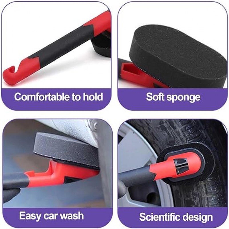 High-Performance Car Tire Sponge Brush with Replaceable Foam Pads for Efficient Car Washing, Detailing, Waxing, Cleaning, and Polishing