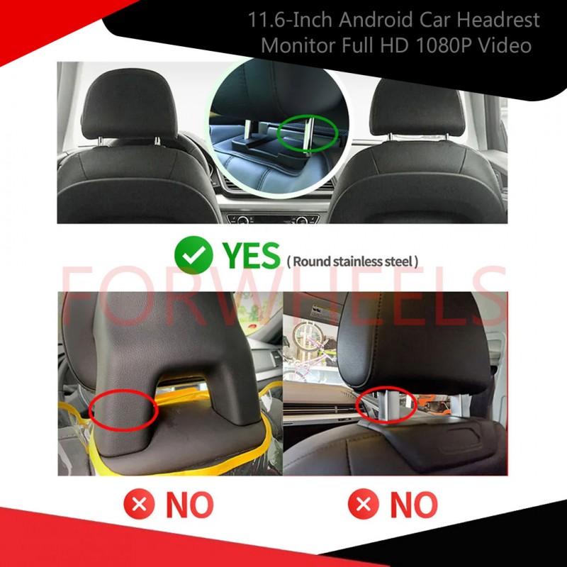 11.6-Inch Android Car Headrest Monitor Full HD 1080P Video, Touch Screen, WiFi, Bluetooth, USB, SD, FM, MP5 Video Player