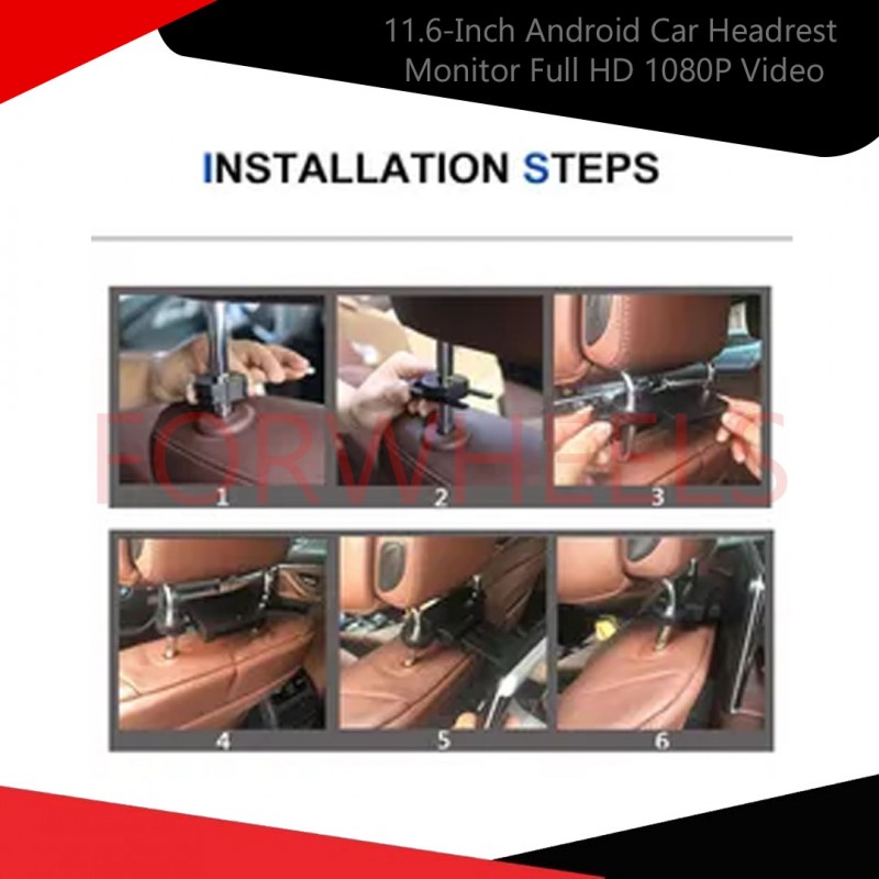 11.6-Inch Android Car Headrest Monitor Full HD 1080P Video, Touch Screen, WiFi, Bluetooth, USB, SD, FM, MP5 Video Player