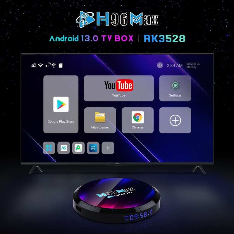 H96 MAX Android TV Box 4+64GB 13.0 Version