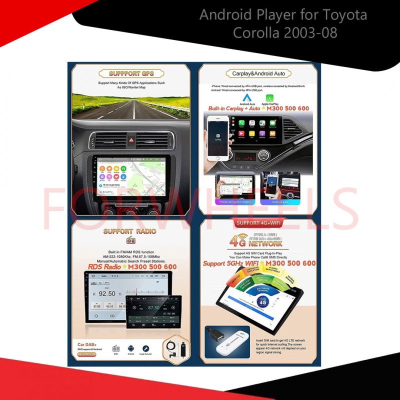 Android Player for Toyota Corolla 2003-08   6-Month Warranty  Vellfire Compatibility