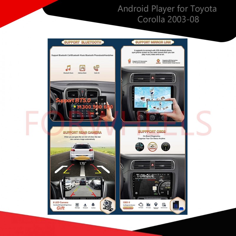 Android Player for Toyota Corolla 2003-08   6-Month Warranty  Vellfire Compatibility