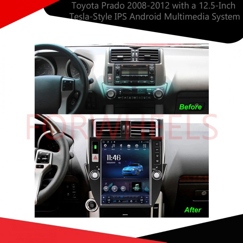 Toyota Prado 2008-2012 with a 12.5-Inch Tesla-Style IPS Android Multimedia System