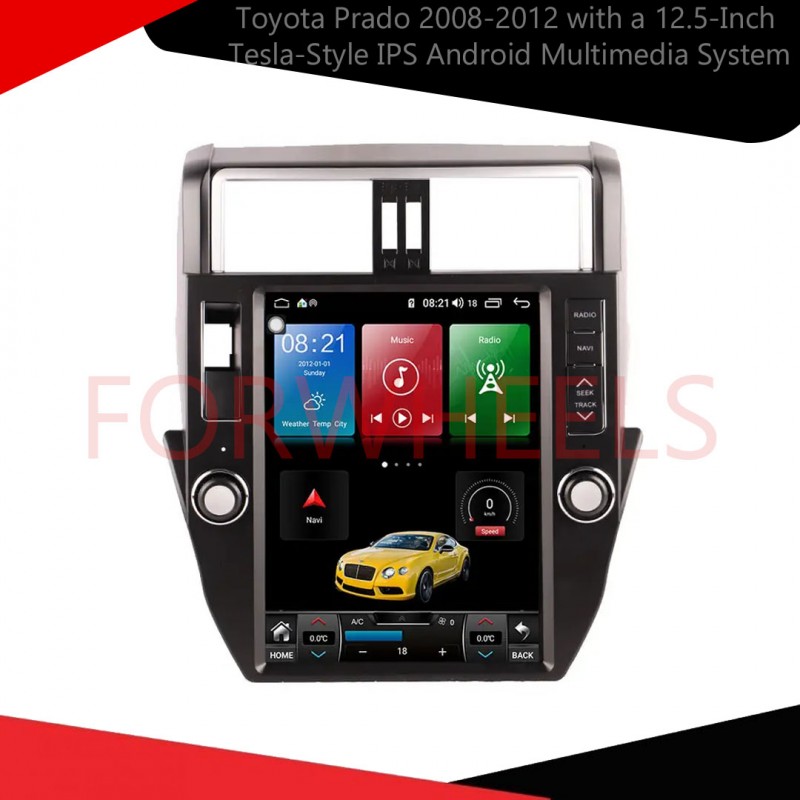 Toyota Prado 2008-2012 with a 12.5-Inch Tesla-Style IPS Android Multimedia System