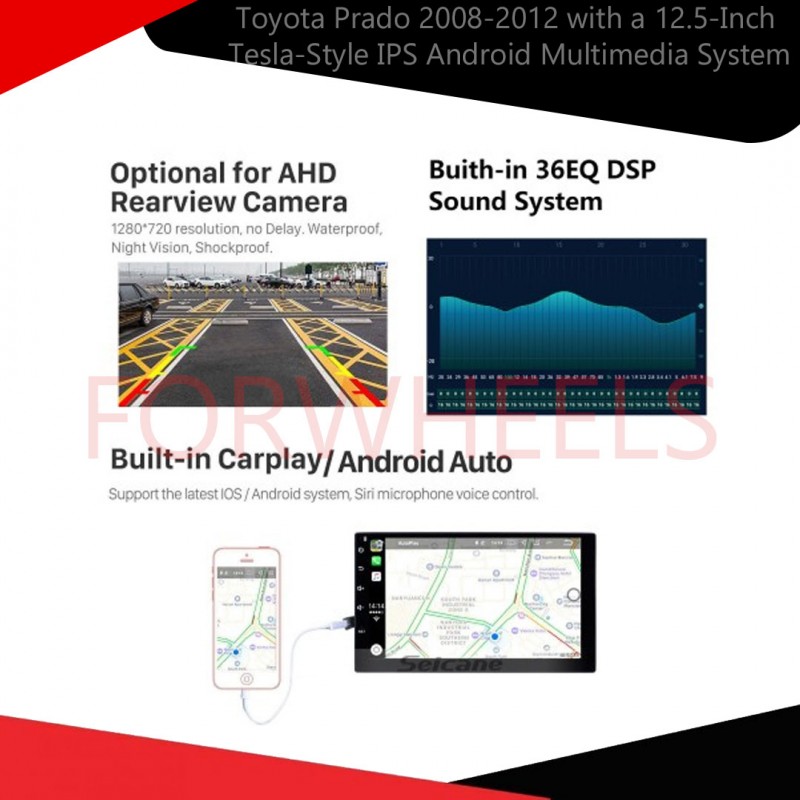 Toyota Prado 2008-2012 with a 12.5-Inch Tesla-Style IPS Android Multimedia System