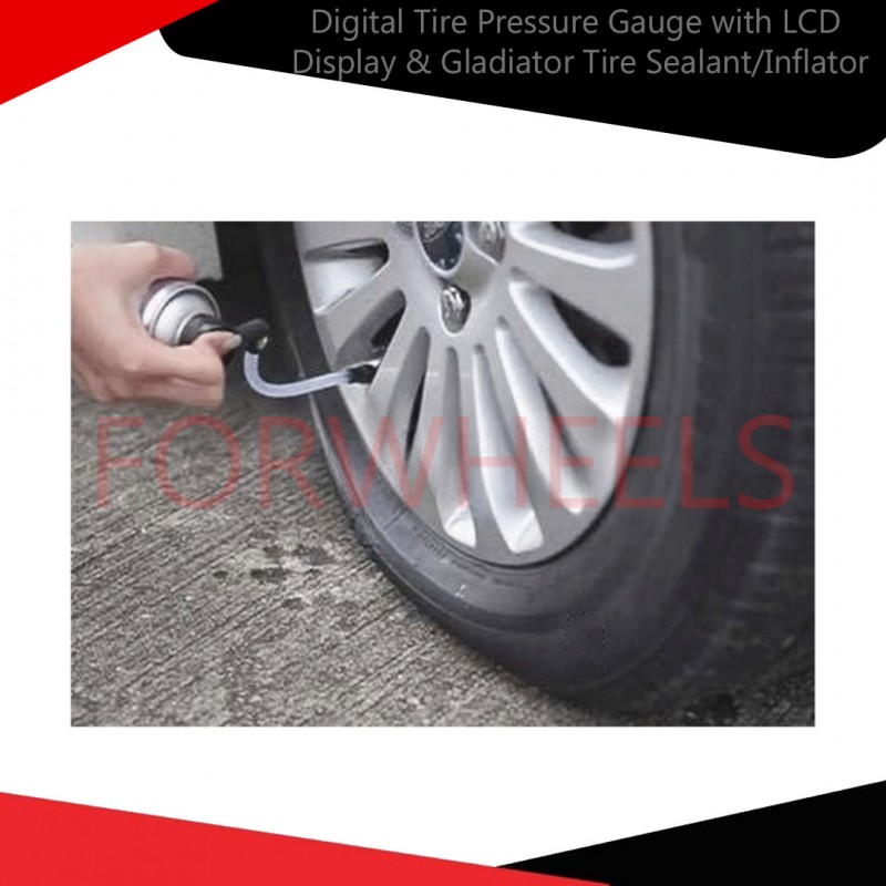 Digital Tire Pressure Gauge with LCD Display & Gladiator Tire Sealant/Inflator Combo