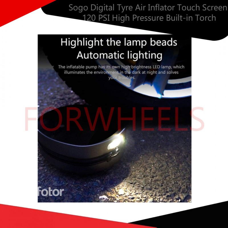 Sogo Digital Tyre Air Inflator Touch Screen 120 PSI High Pressure Built-in Torch