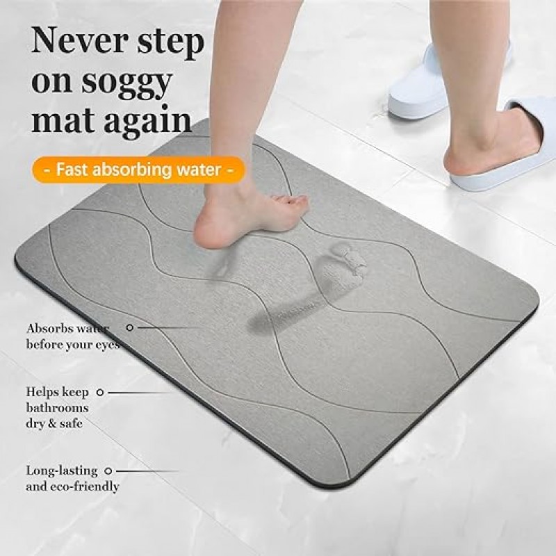 Large Non Slip Water Absorbent Bath Mat for Bathroom Floor Soft and Plush