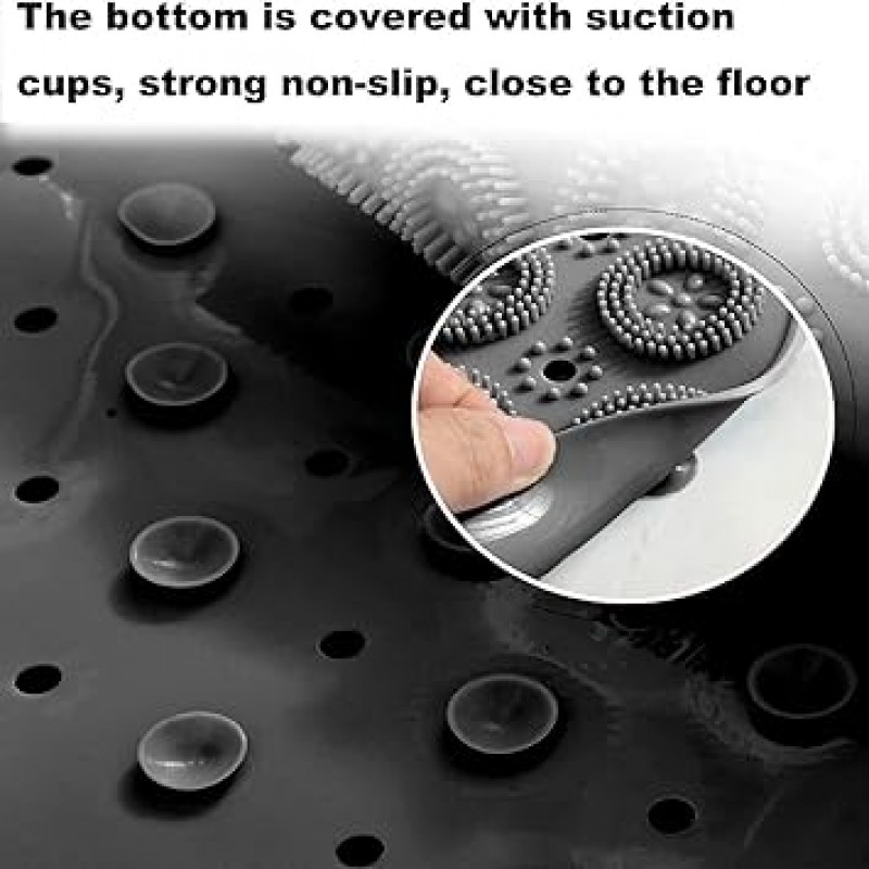 Non Slip Silicone Bath Floor Mat Strong Suction Cups Soft and Comfortable Easy to Clean