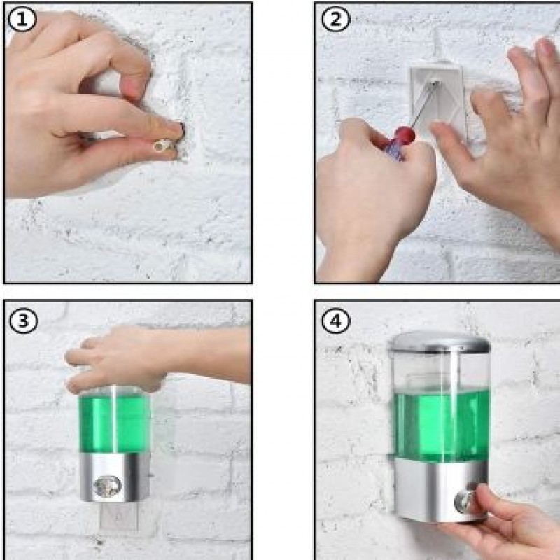 Hand Soap Dispenser Wall Mounted 500ML Refillable Container for Bathroom or Kitchen