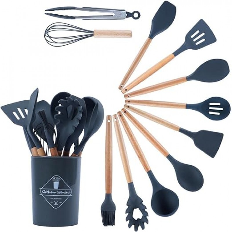 12Pcs Silicone Cooking Kitchen Utensils Set Essential Tools for Modern Culinary Mastery