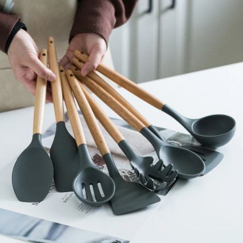 12Pcs Silicone Cooking Kitchen Utensils Set Essential Tools for Modern Culinary Mastery