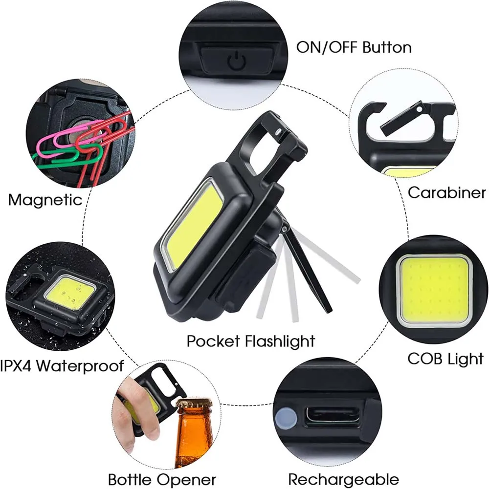 COB Rechargeable Keychain Light Portable Illumination for Everyday