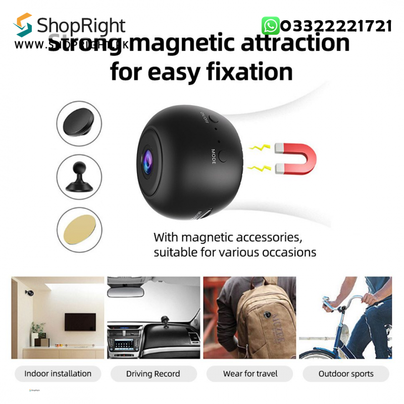 A10 1080p HD 2MP Mini Camera | Magnetic | Pix Link App - Shopright.pk
