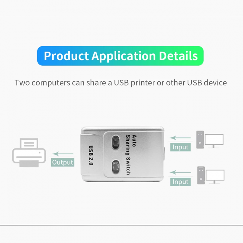 Efficient USB Printer Auto Data Switch 2 Port | Shopright.pk