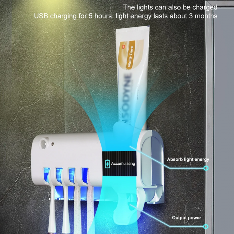 Smart UV Toothbrush Sterilizer Holder Kills Germs, Sanitizes Brushes