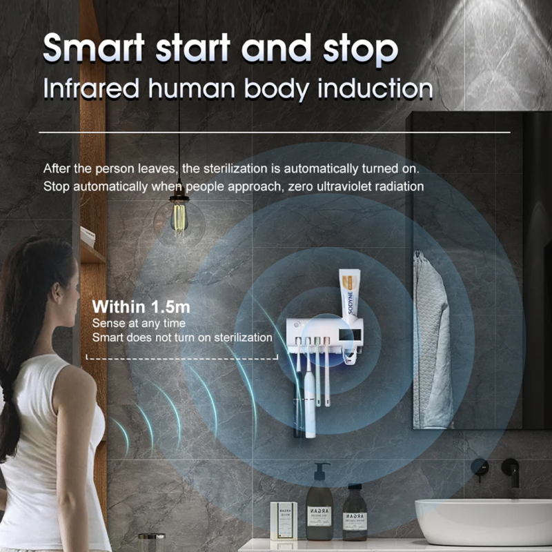 Smart UV Toothbrush Sterilizer Holder | Kills Germs, Sanitizes Brushes