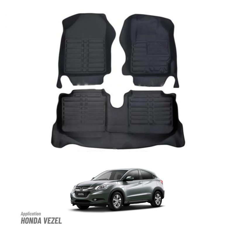 Upgrade Your Drive with Honda VEZEL 5D Floor Mats in Sleek Black | Custom Fit, Premium Quality Car Mats