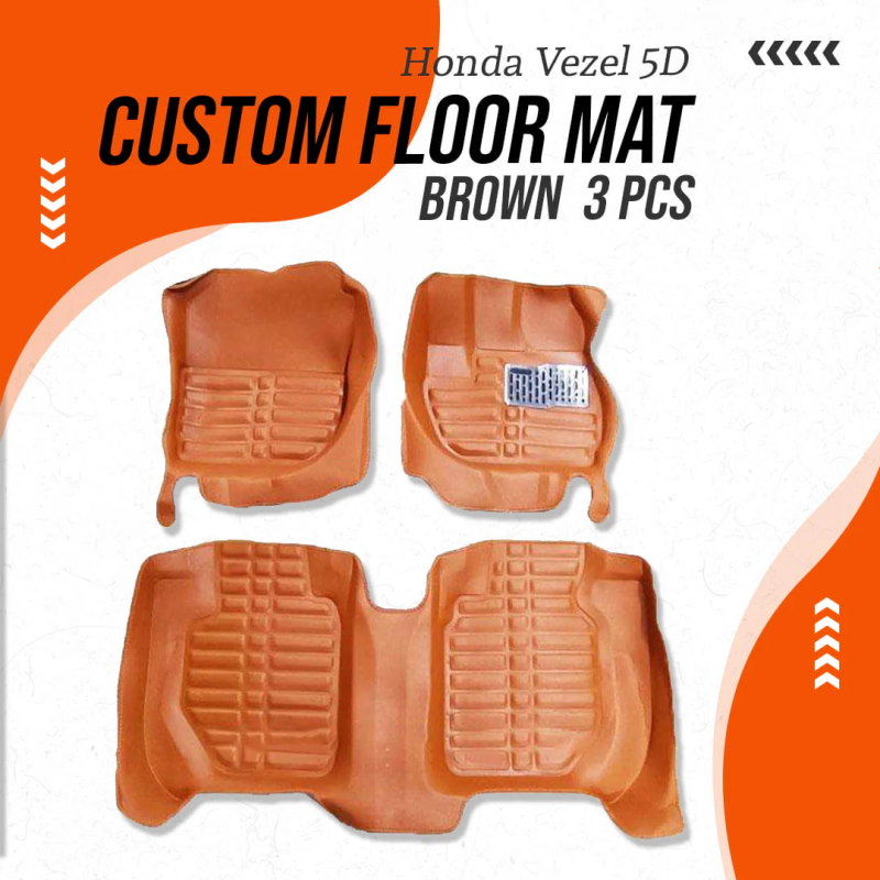 Upgrade Your Drive with Honda VEZEL 5D Floor Mats in Sleek Brown | Custom Fit, Premium Quality Car Mats