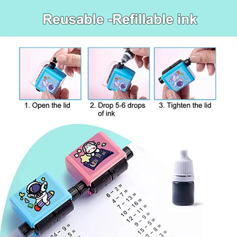 Roller Practice Number Stamp Subtraction Tool - Educational Math Aid