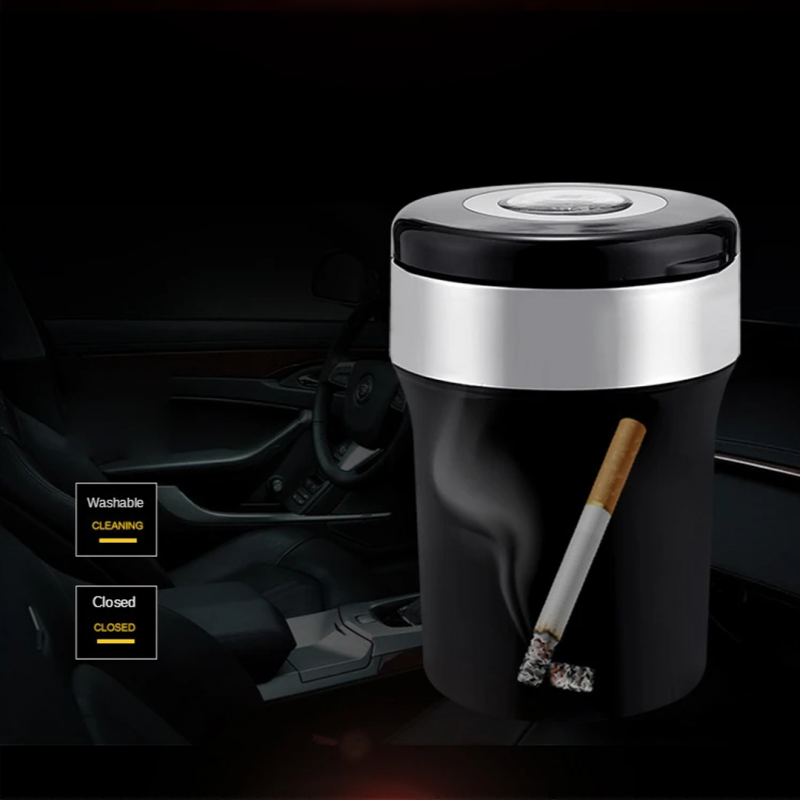 Elevate Your Car's Style with a Fancy Ashtray - LED Illumination and Compass for a Unique Touch