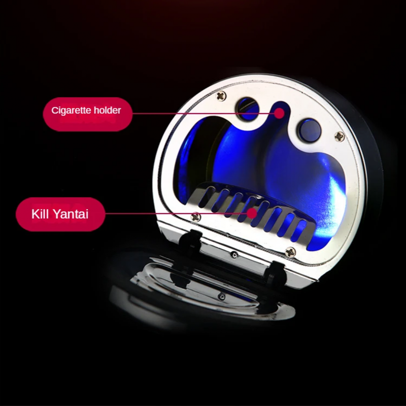 Elevate Your Car's Style with a Fancy Ashtray - LED Illumination and Compass for a Unique Touch