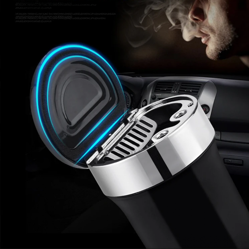 Elevate Your Car's Style with a Fancy Ashtray - LED Illumination and Compass for a Unique Touch