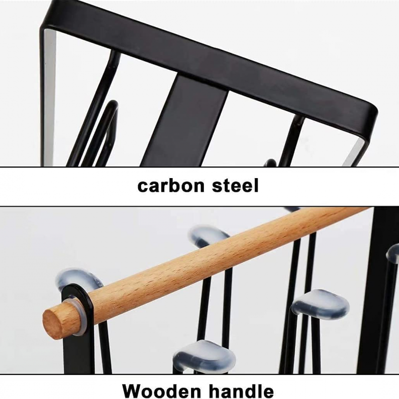 Wooden Handle Cup Drying Rack Stand