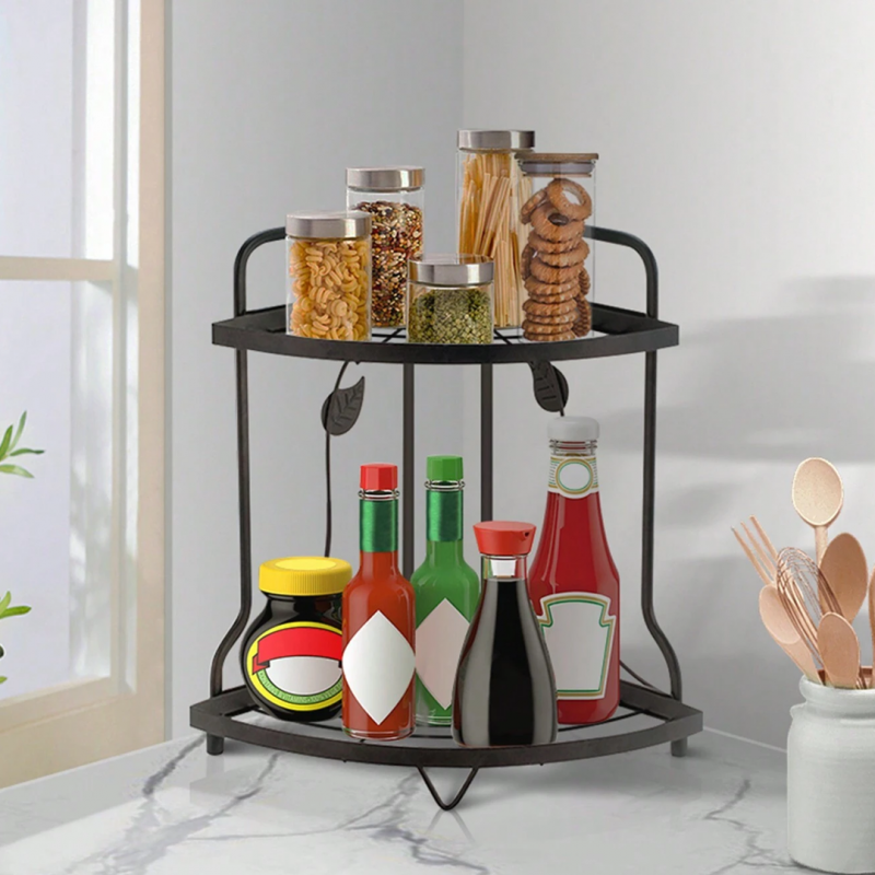 2 Layer Kitchen Corner Metal Rack | Kitchen Organiser | Shopright.pk