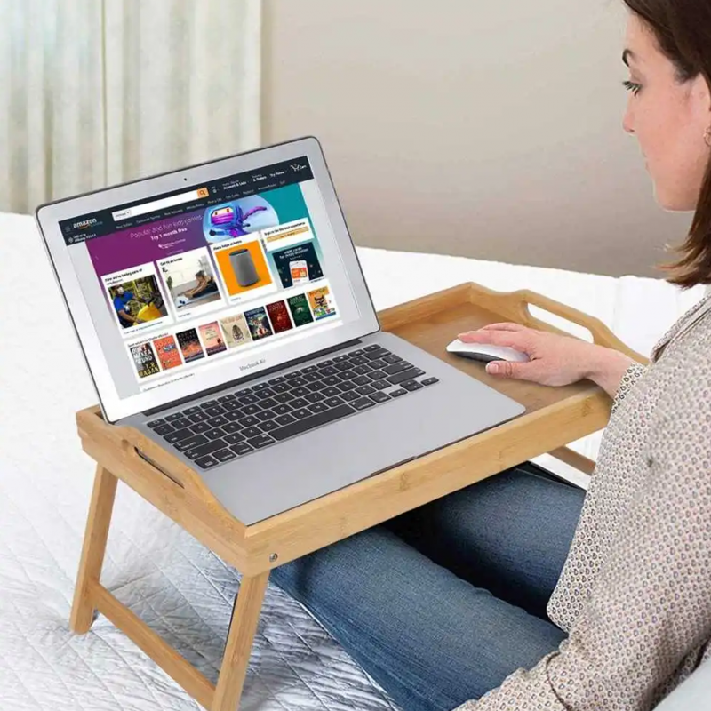 Portable Bamboo Wood Bed Tray | Home Accessories | Shopright.pk