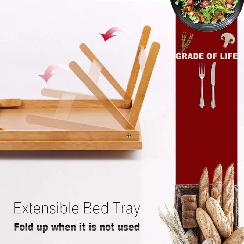 Portable Bamboo Wood Bed Tray | Home Accessories | Shopright.pk