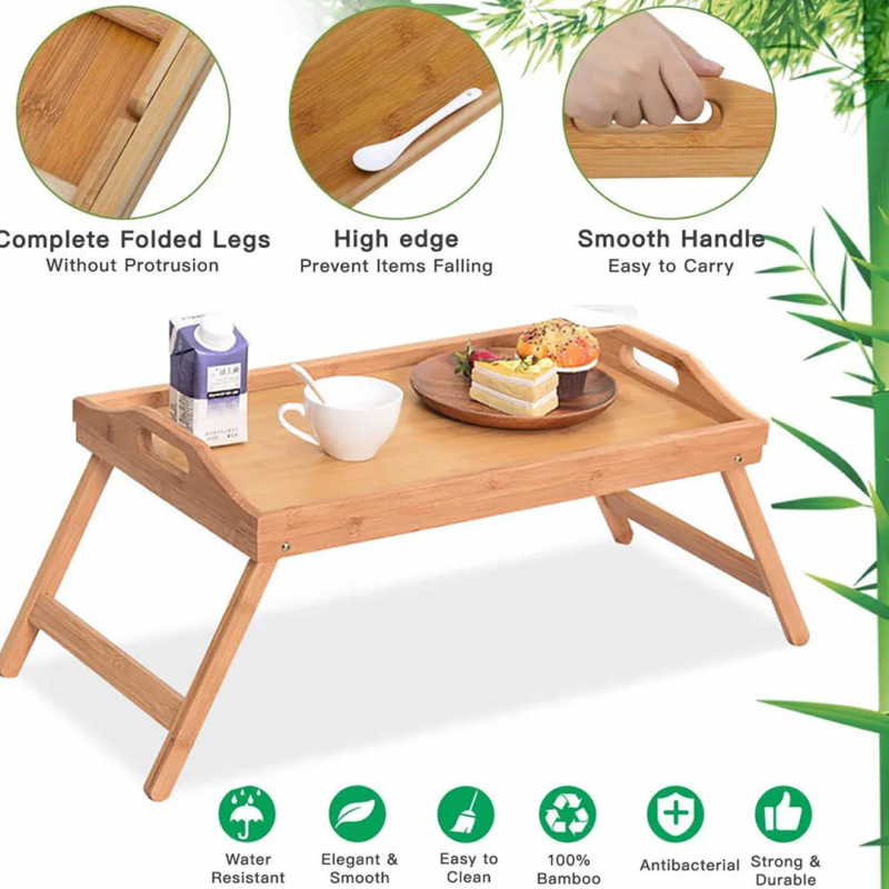 Portable Bamboo Wood Bed Tray | Home Accessories | Shopright.pk 
