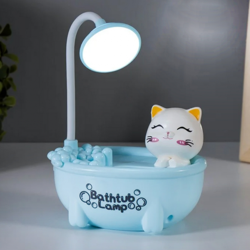 Adorable Mini LED Cartoon Lamp Pen Holder & Pencil Sharpener | Table Lamp | Shopright.pk
