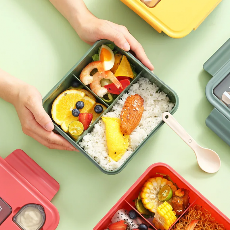 Double Compartment Lunch Box With Spoon