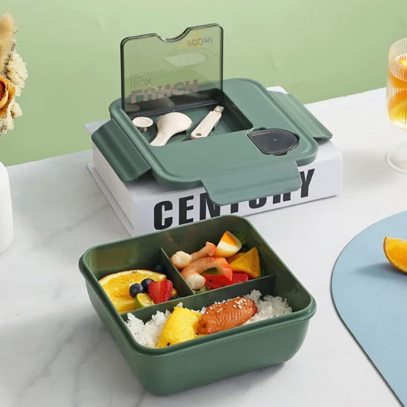 Double Compartment Lunch Box With Spoon