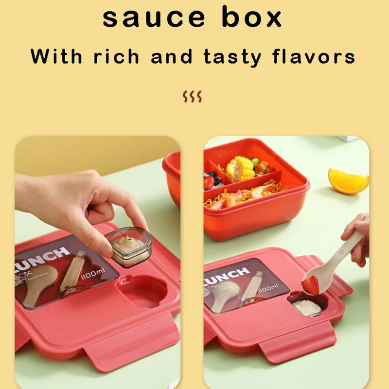 Double Compartment Lunch Box With Spoon