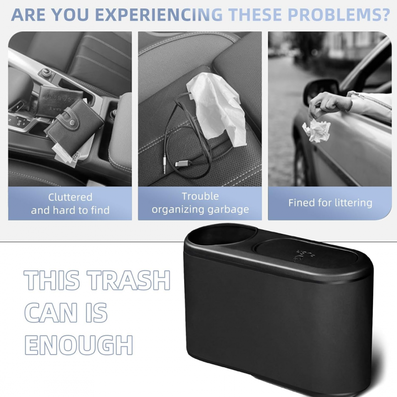 2 in 1 Multifunction Mini Car Trash Can with Lid and Cup Holder | Car Organiser Accessories | Shopright.pk
